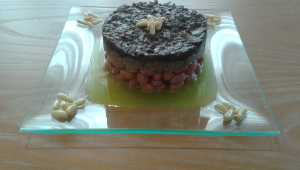 TIMBAL DE MORCILLA CON JUDÍAS PINTAS CON Thermomix®